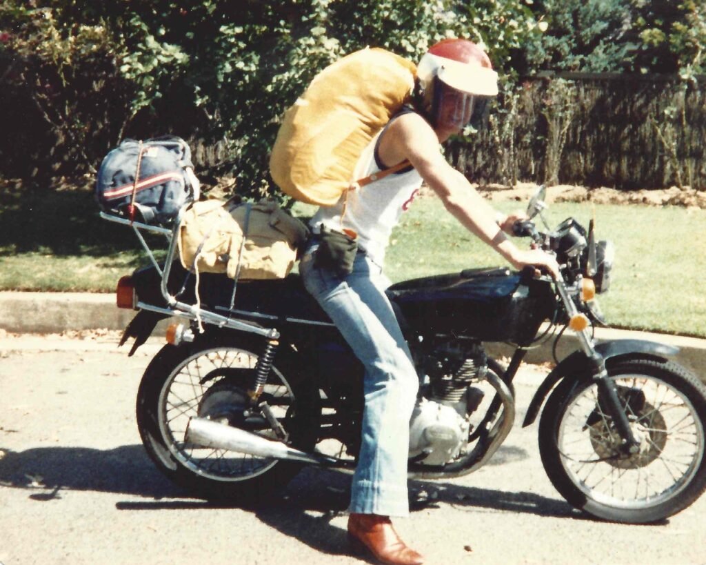 sitting on CJ250 all laden up to tour