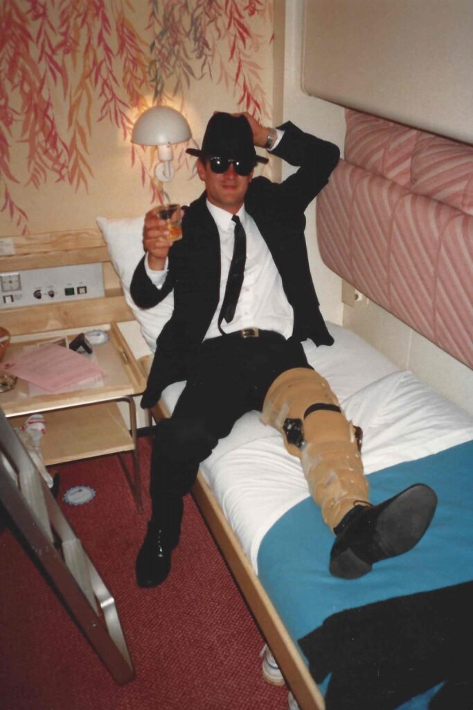 Blues Brothers outfit on cruise boat