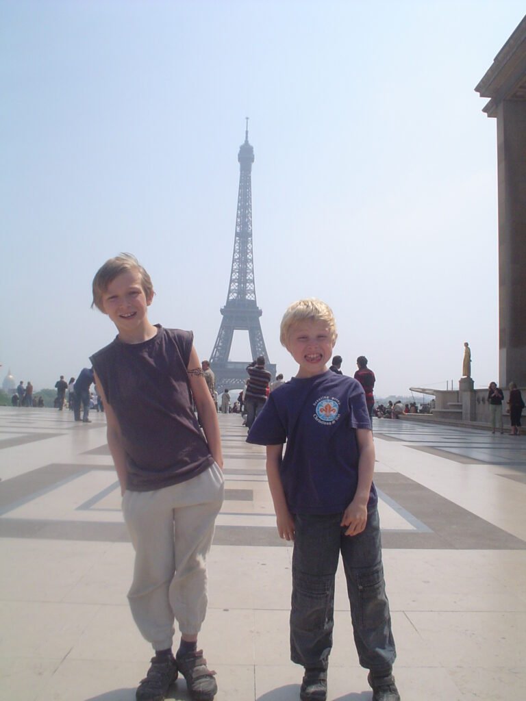 the boys at eiffel tower